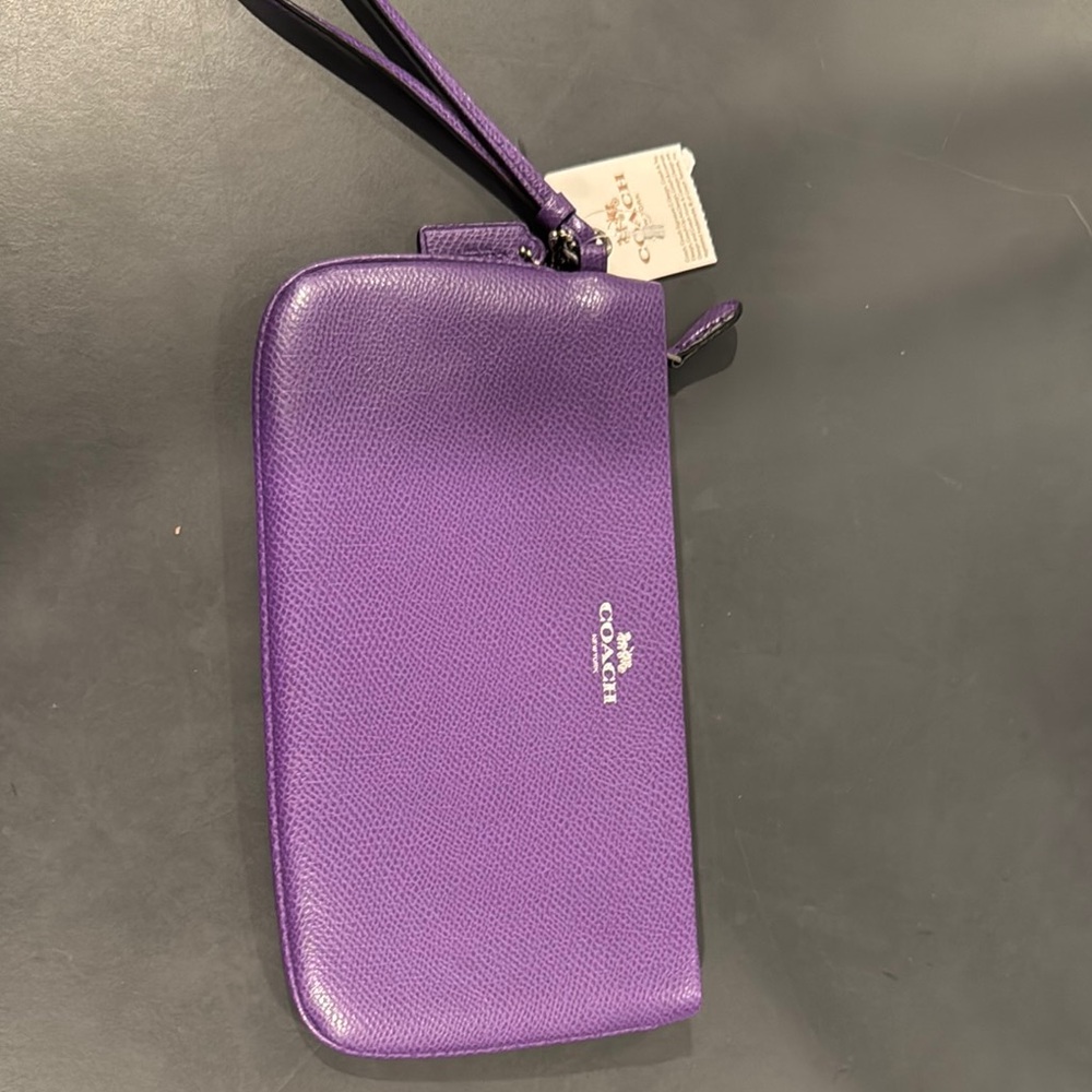 Coach Purple Wristlet Clutch in Elegant Leather